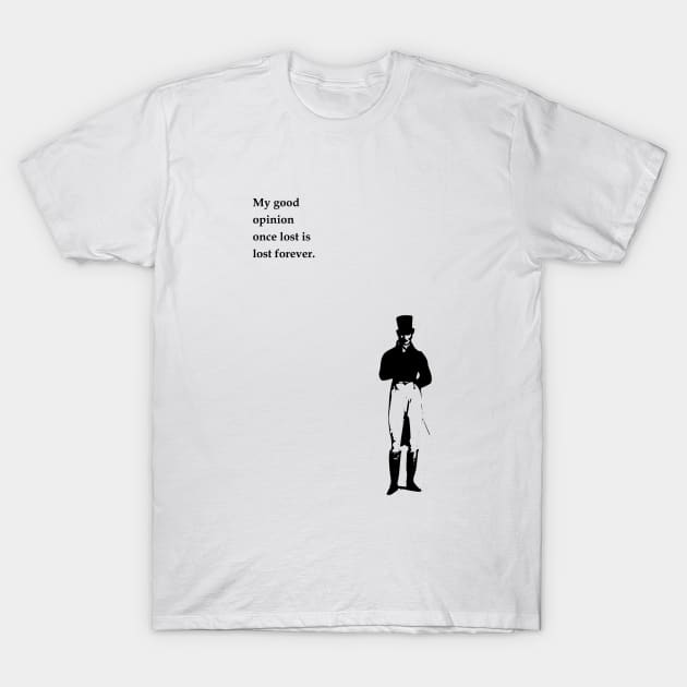 Jane Austen Pride and prejudice minimalist art and quote. T-Shirt by MariOyama